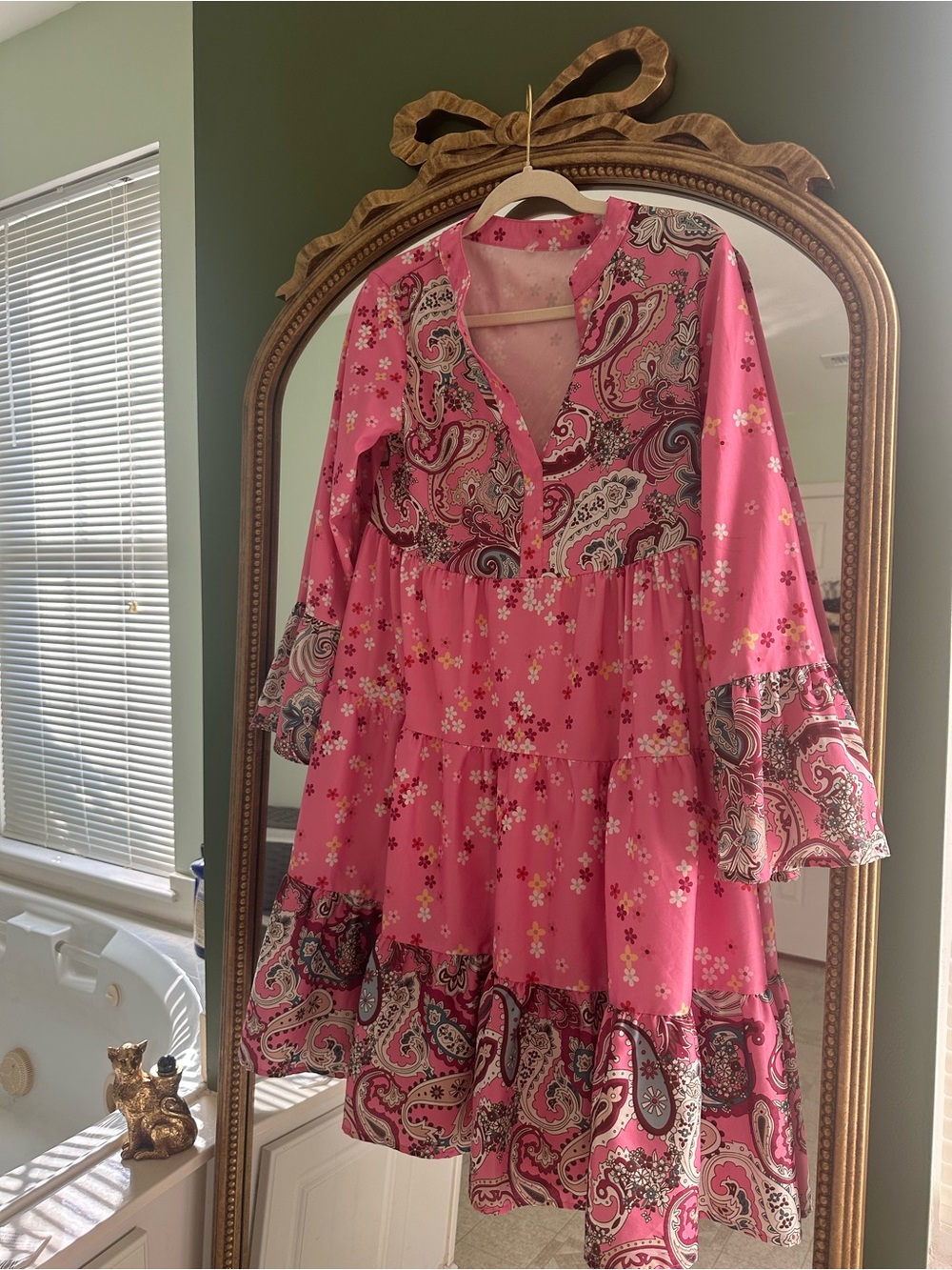 Girls' Pink Paisley & Floral Tiered Dress